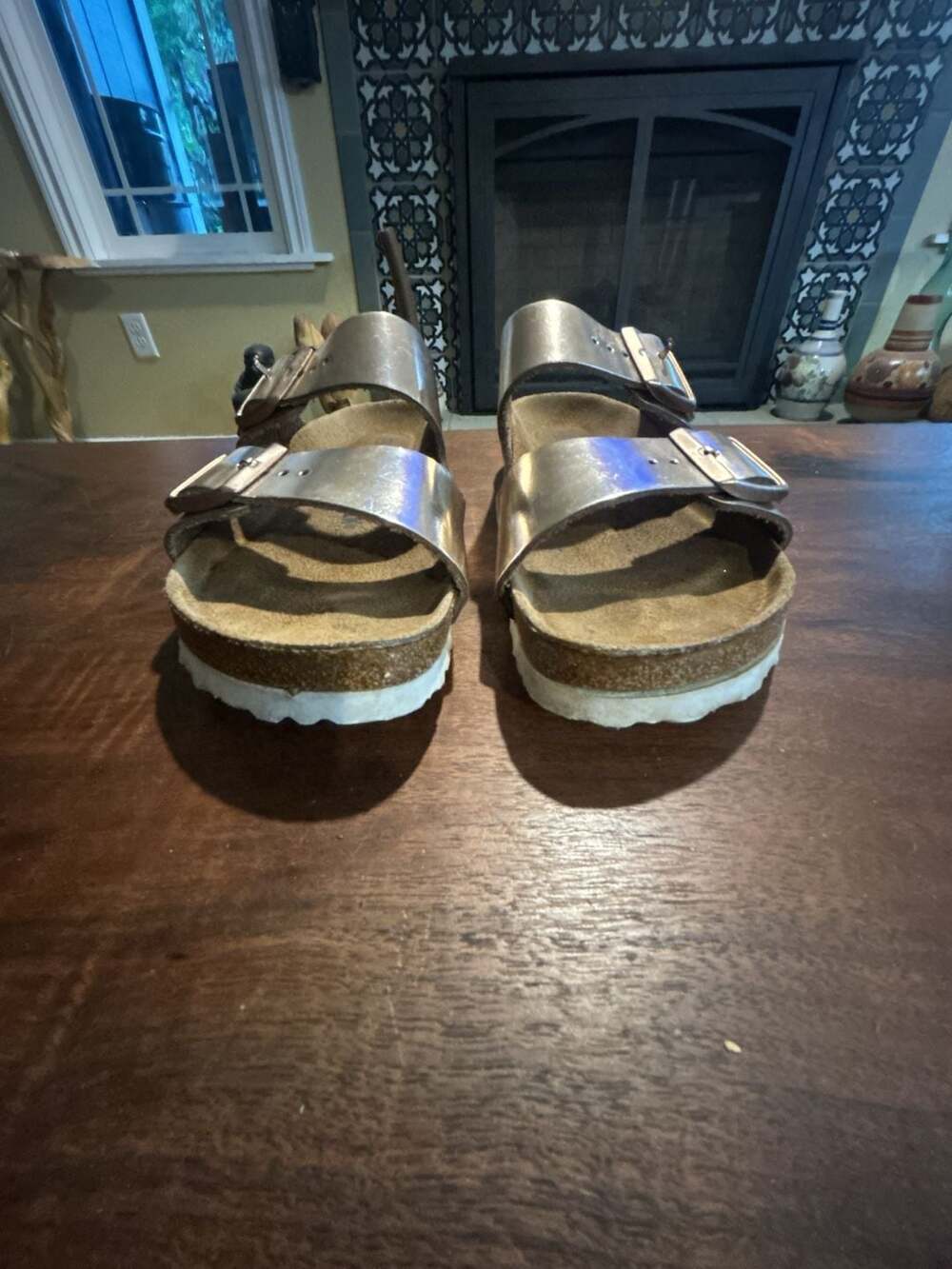 Birkenstock Arizona Soft Footbed Rose Gold Leather Sandals - Picture 11 of 11